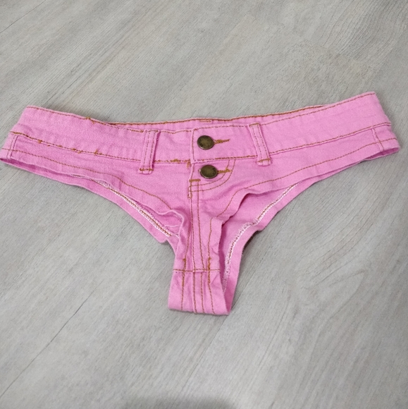 Pants - Pink jeans ultra booty short shorts